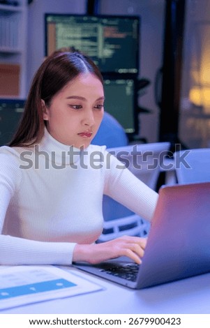 Asian programmer leverages generative AI assistance for deep learning and data driven analysis, optimizing a scalable, cloud native workflow in their modern, hyper automated smart office