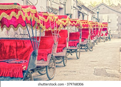 Asian Rickshaws In A Row