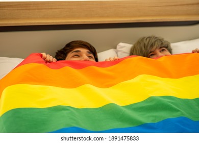 Asian Same Sex LGBTQ Couple Lovers Lying On The Bed Together