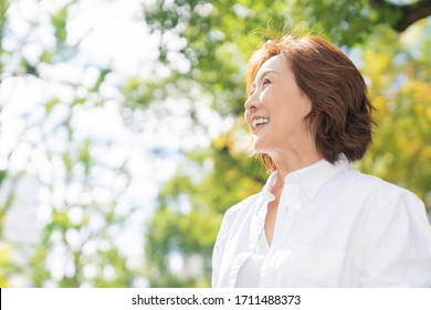 Asian senior age woman , smile