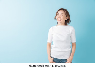 Asian senior age woman who smiles