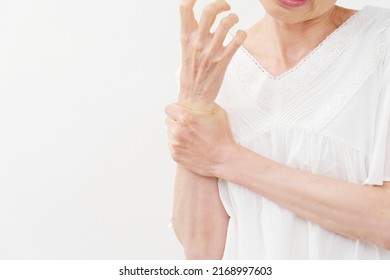 Asian Senior Aged Woman Having The Joint Pain, No Face