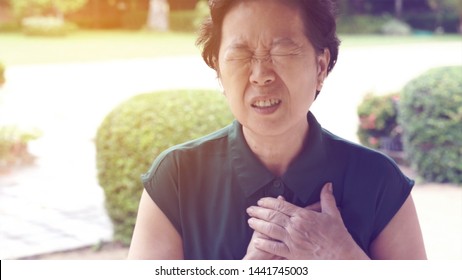 Asian Senior Elder Woman Chest Pain Heart Attack Stroke