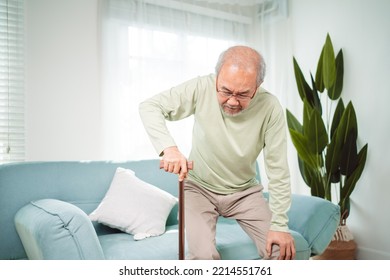 Asian Senior elderly old man disabled patient walking slowly his use walker or cane in living room at home. Feeling painful and suffering from knee pain. Healthcare medical and insurance concept
 - Powered by Shutterstock