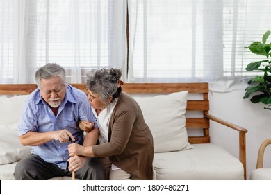 Asian senior stressed or tired man from sickness at home. Elderly grandfather suffering from mental health or emotion depressed. Old adult life insurance with health care, treatment or therapy concept