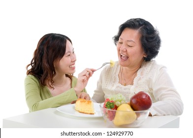 Asian Senior Woman And Daughter