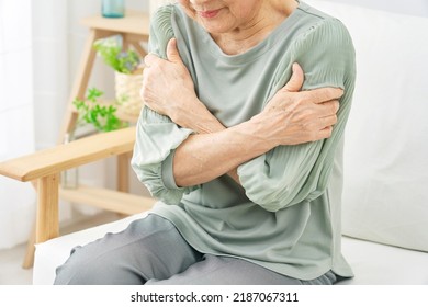 Asian Senior Woman  Feel Cold At Home, No Face