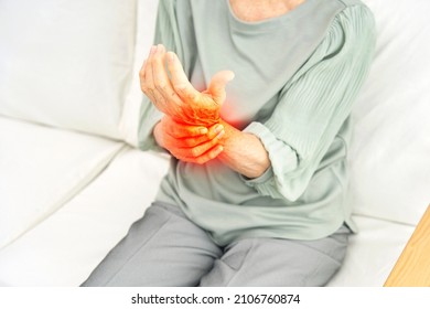 Asian Senior Woman Having The Joint Pain, No Face