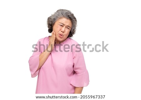 Similar – Image, Stock Photo Senior woman suffering from chest pain while her husband comforting her