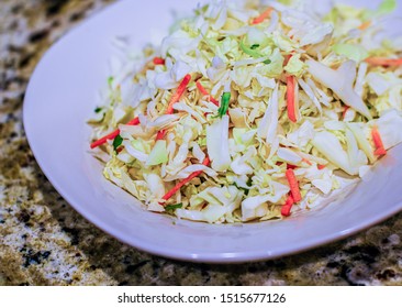 Asian Slaw In Bowl On Granite Counter