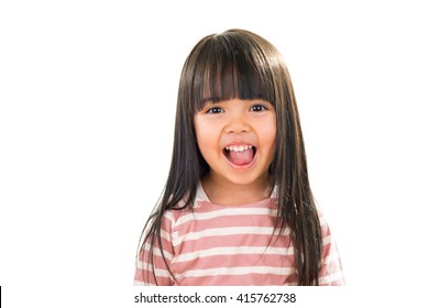 Asian smiling little girl portrait isolated on white 