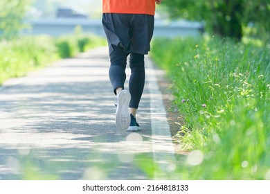 Asian Sportsman Running Outdoor, No Face