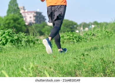 Asian Sportsman Running Outdoor, No Face