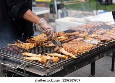 Asian Street Food Barbecuing Assorted Meats Stock Photo 2209283909   Asian Street Food Barbecuing Assorted 260nw 2209283909 