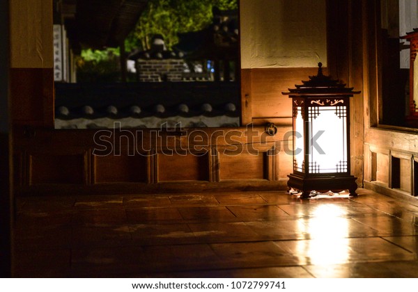 Asian Style Floor Lamp On Corner Stock Photo Edit Now 1072799741