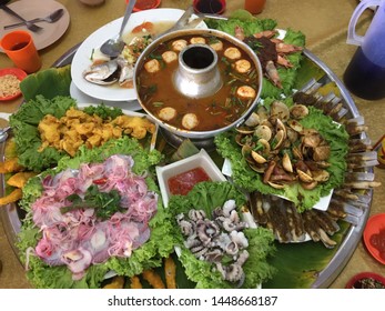 Asian Style Food Platter Served On Top Of Lazy Susan