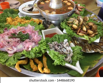 Asian Style Food Platter Served On Top Of Lazy Susan