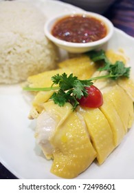 Asian Style Hainan Chicken Rice Closeup