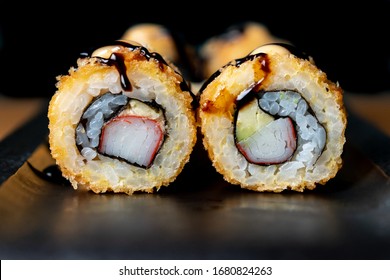 Asian Traditional Food Crunchy Crab Roll Sushi