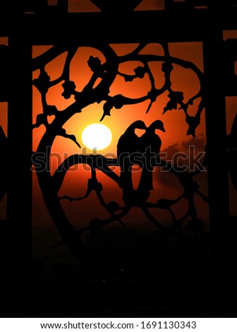 Similar – Image, Stock Photo silhouettes before glowing sun