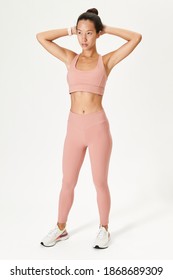 Asian Woman In A Baby Pink Activewear Mockup