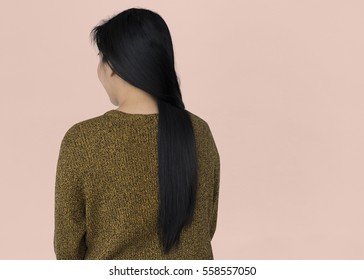 Asian Woman Back View Concept