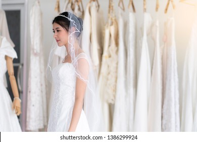 Asian Woman, Beautiful Bride In The Dressing Room
