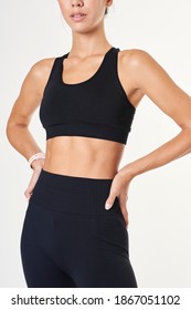 Asian Woman In  Black Activewear Mockup