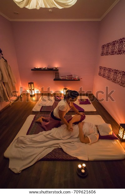 Asian Woman Does Thai Massage Woman Stock Photo Edit Now