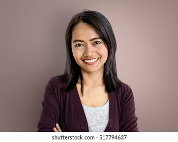 Asian Woman Face Expression Confident Concept - Shutterstock ID 517794637