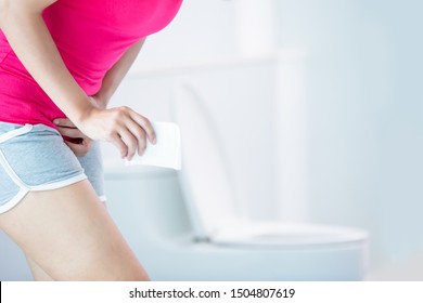 Asian Woman Feel Pain During Menstrual Cycle With Maxi Pad