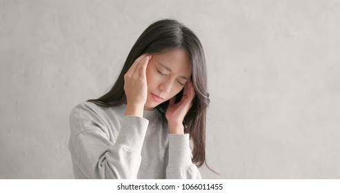 Asian Woman Feeling Headache 