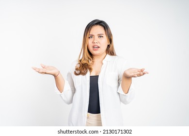 Asian Woman Feeling Shocked And Suprised Over Isolated Background