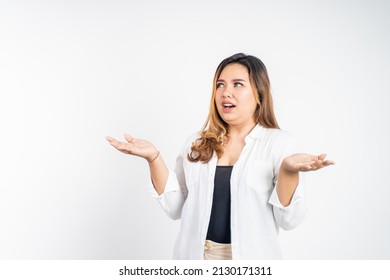 Asian Woman Feeling Shocked And Suprised Over Isolated Background