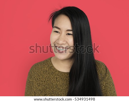 Asian Woman Front Cheerful Concept