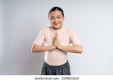 Asian Woman Guilty Holding Hands Prayer Stock Photo 2190051653 ...