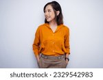Asian Woman Looking Sideways in Office