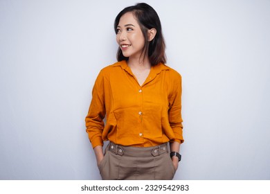 Asian Woman Looking Sideways in Office