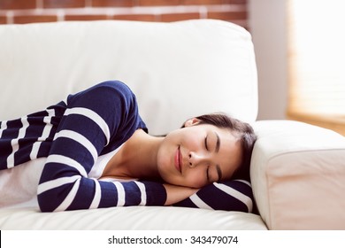 Asian Woman Relaxing On Couch Coffee Stock Photo 337500677 | Shutterstock