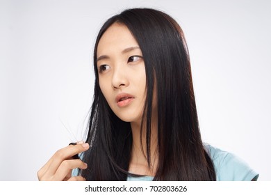 Asian Woman Is Not Looking At The Camera