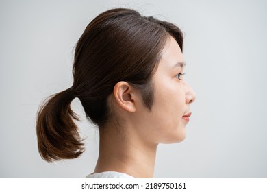 Asian Woman on White Background