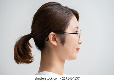 Asian Woman on White Background