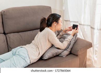Asian woman relaxing at