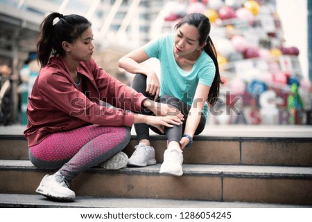 Similar – Image, Stock Photo unrecognizable young asian woman doing yoga in a park.Relax