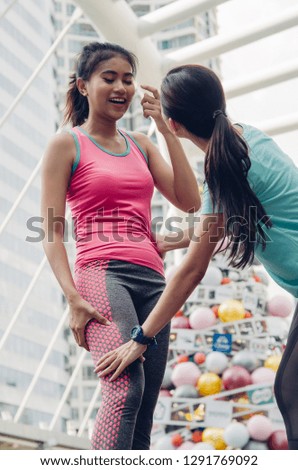 Similar – Image, Stock Photo unrecognizable young asian woman doing yoga in a park.Relax