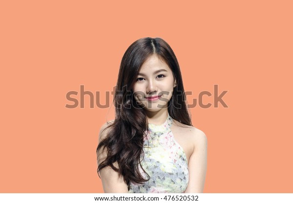 Asian Woman Smiling Dimple Long Hair Stock Photo Edit Now 476520532
