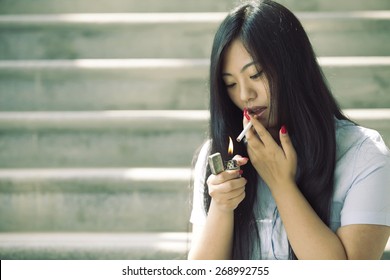 Asian Smoke Girl