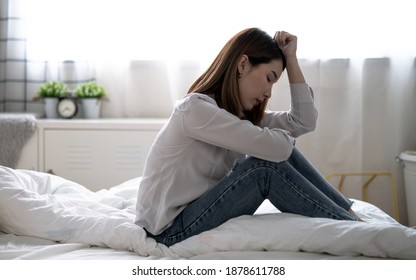 Asian woman is stressed, Depression. - Shutterstock ID 1878611788