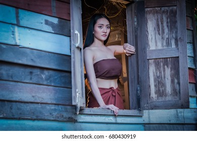 Asian Woman Wearing Traditional Thai Culture, Mae Nak Phra Khanong