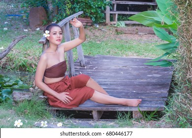 Asian Woman Wearing Traditional Thai Culture, Mae Nak Phra Khanong